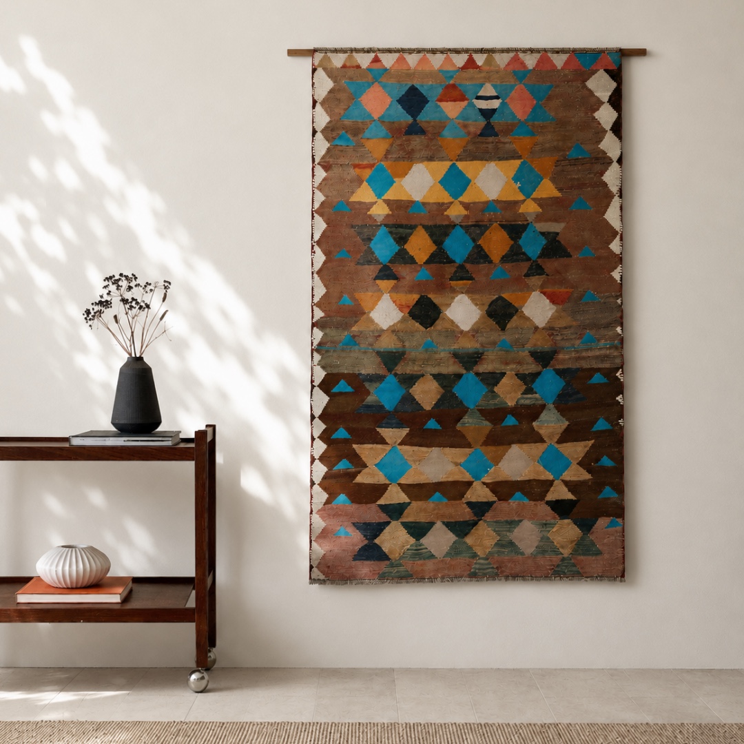 Hand-Knotted Persian Harsin Kilim