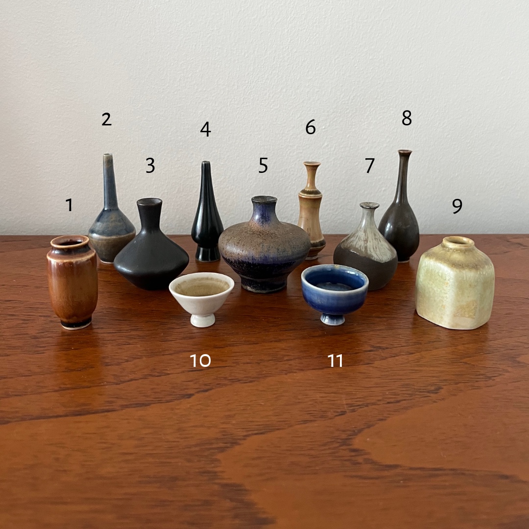 Scandinavian studio pottery collection Swedish mid century ceramics