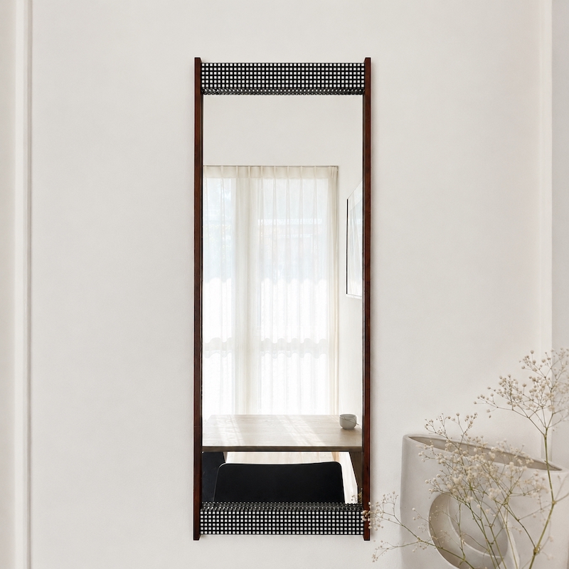 West German Modernist Teak Mirror by SL Schön Form